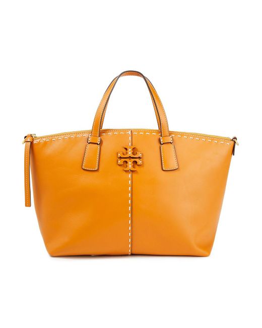 Tory Burch Orange Miller Leather Tote