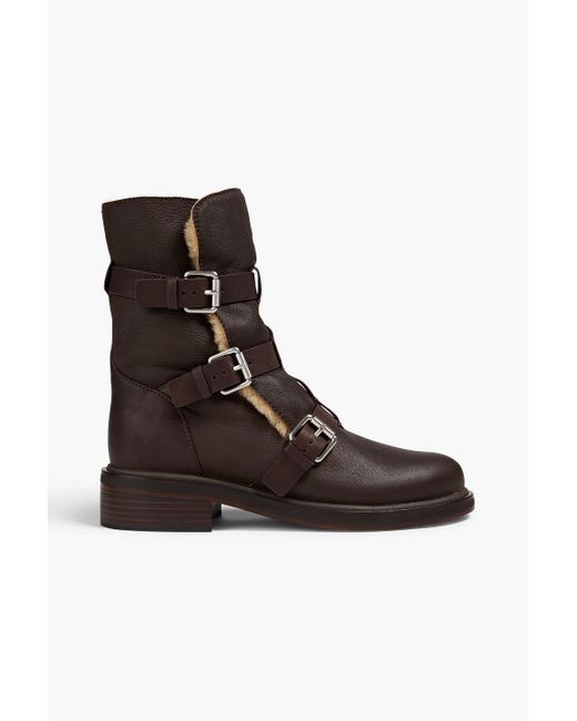 Rag Bone Buckled Shearling Ankle Boots in Brown Lyst UK