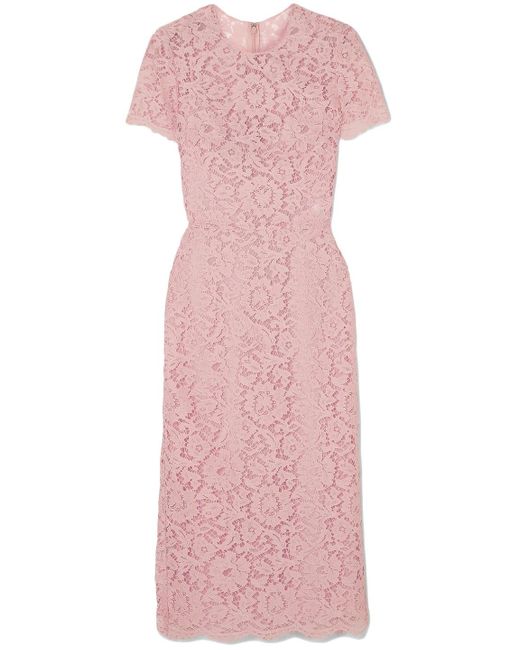 Valentino Pink Guipure Lace Midi Dress