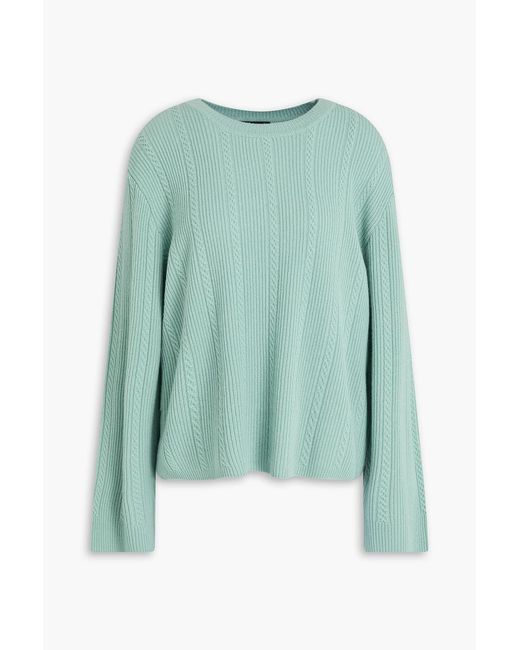 Rag & Bone Green Ribbed And Cable-knit Cashmere Sweater