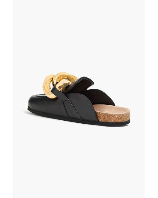 J.W. Anderson Black Clogs aus leder mit kettenverzierung
