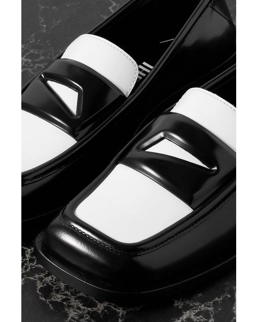 The Attico Black Amanda Logo-Debossed Two-Tone Leather Loafers
