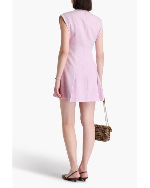Claudie Pierlot Pink Kariertes minikleid aus bouclé-tweed mit falten