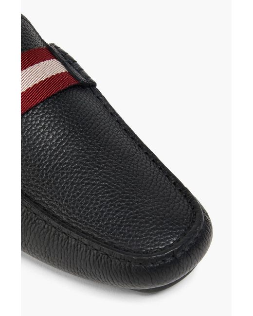 Bally Black Perthy Pebbled-Leather Driving Shoes for men