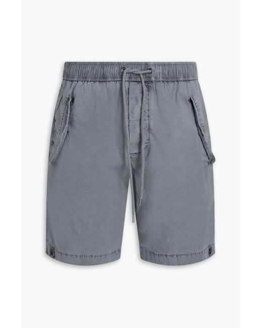 James Perse Gray Stretch-Cotton Poplin Drawstring Shorts for men
