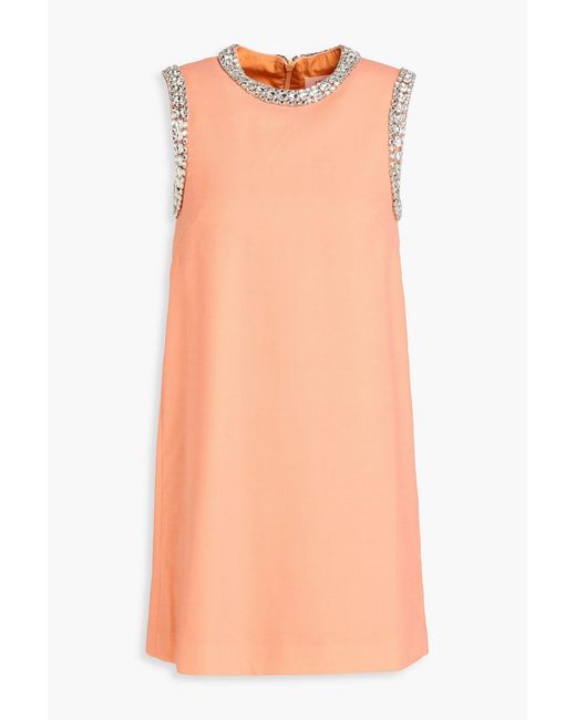 LEO LIN Pink Fergie Crystal-Embellished Twill Mini Dress