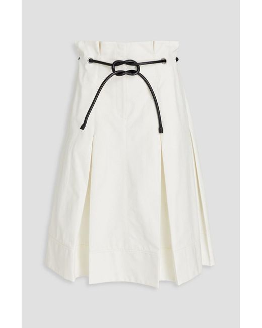 3.1 Phillip Lim White Pleated Cotton-Poplin Midi Skirt