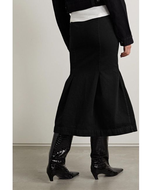 Khaite Black Levine Denim Midi Skirt