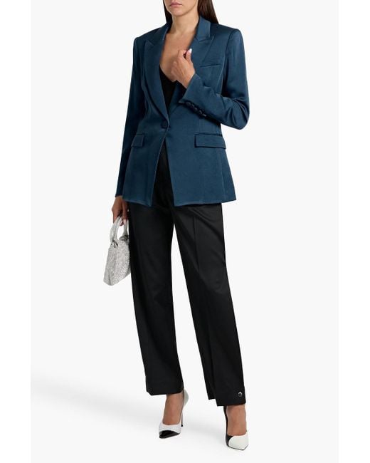 Veronica Beard Blue Long And Lean Dickey Satin-Crepe Blazer