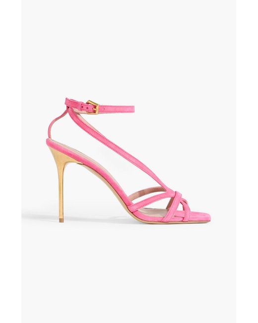 Balmain Pink Ruby Suede Sandals