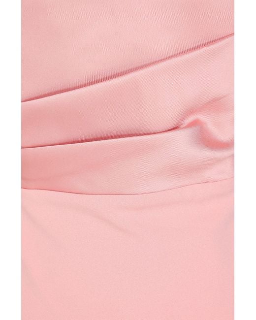 Solace London Pink Afra Strapless Pleated Crepe Maxi Dress