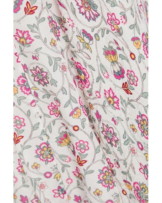 Isabel Marant White Lisanne Floral-print Satin-jacquard Midi Skirt