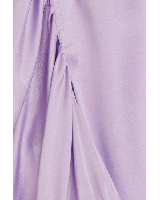 FRAME Purple Gillian Stretch-silk Satin Shirt