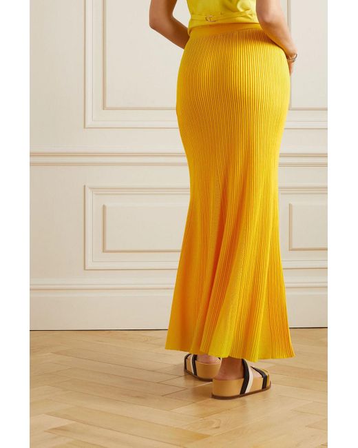 Gabriela Hearst Yellow Eula maxirock aus merinowolle in ripp- und pointelle-strick