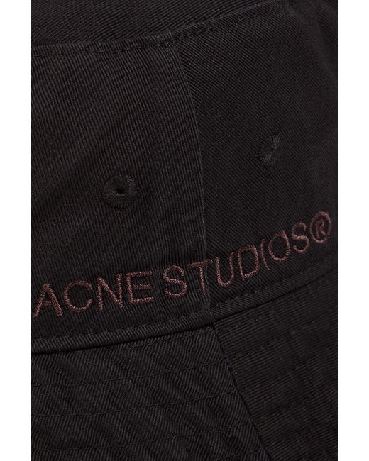 Acne Black Embroidered Cotton-twill Bucket Hat