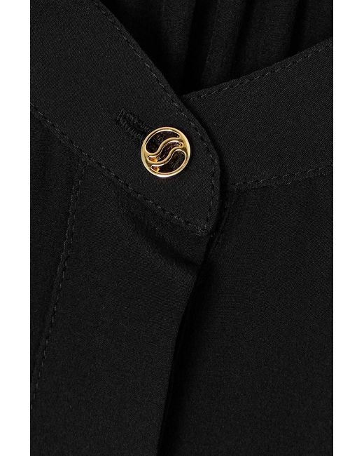 Stella McCartney Black Belted Asymmetric Silk Crepe De Chine Midi Dress