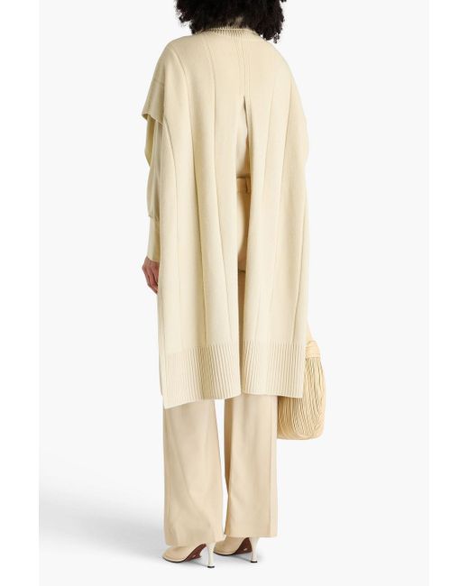 Joseph Natural Ribbed Merino Wool Turtleneck Poncho