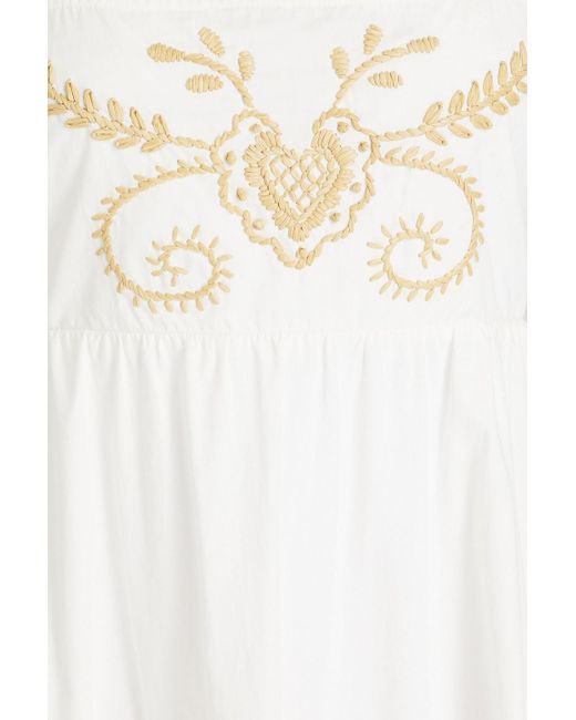 RED Valentino White Embroidered Cotton-poplin Midi Dress
