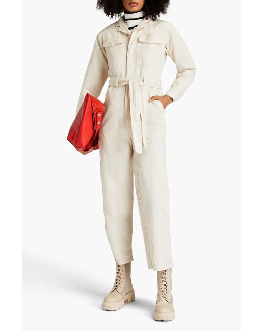 Alex Mill Natural Mel jumpsuit aus twill aus einer baumwoll-leinenmischung mit flammgarneffekt