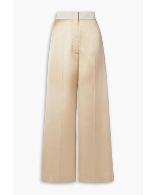 Khaite Natural Banton hose mit weitem bein aus satin und faille