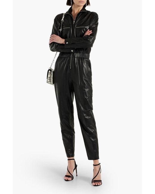 IRO Black Ikaraz Leather Jumpsuit