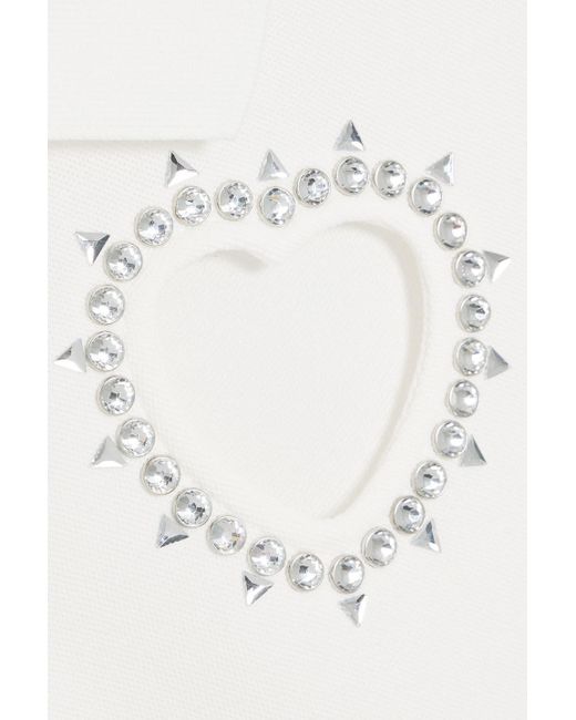 Area White Cropped Embellished Cotton-Piqué Polo Shirt