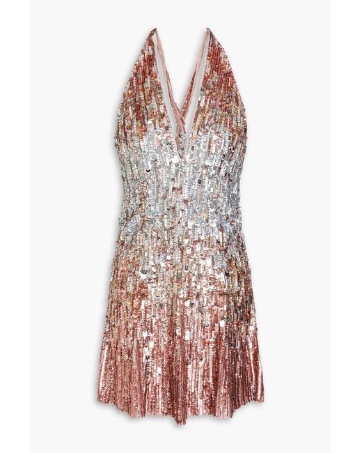 Jenny Packham Metallic Open-Back Embellished Tulle Mini Dress