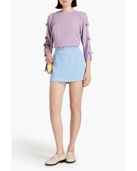 RED Valentino Purple Bow-embellished Cutout Satin-crepe Top