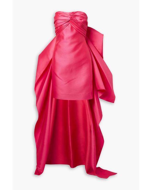 Reem Acra Red Convertible Strapless Mikado-piqué Mini Dress