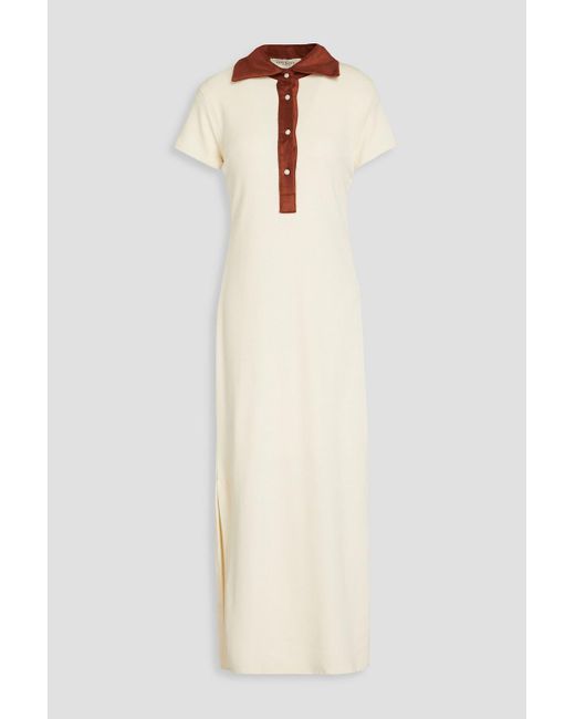 Giuliva Heritage White Daphne Cotton-piqué And Terrry Midi Shirt Dress