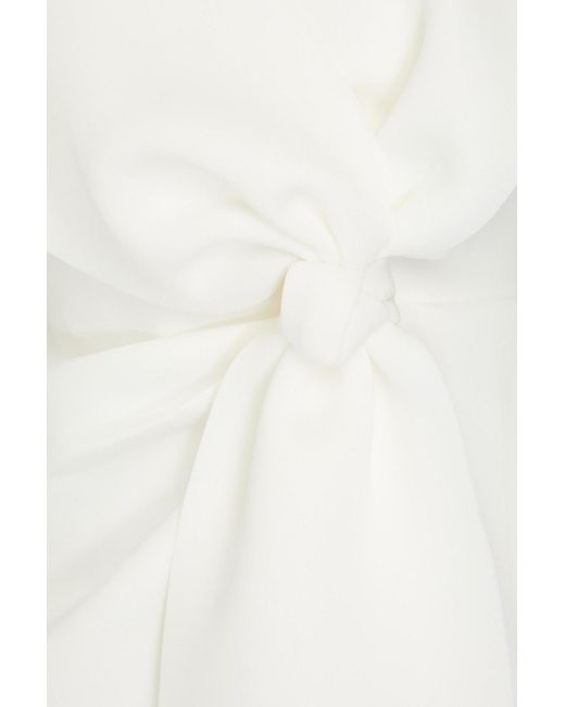 Badgley Mischka White Strapless Bow-detailed Scuba Dress