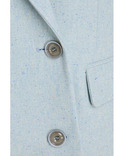Zimmermann Blue Double-breasted Donegal Cotton And Silk-blend Canvas Blazer