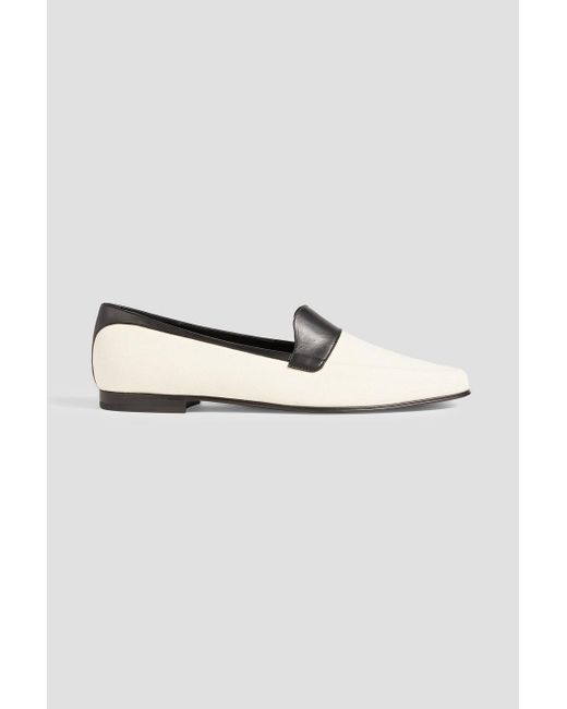 Khaite White Pippen loafers aus canvas mit lederbesatz