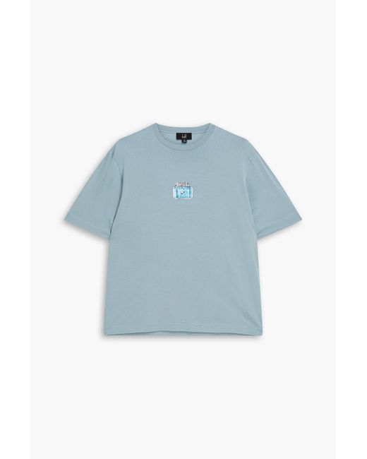 Dunhill Blue Printed Cotton-jersey T-shirt for men
