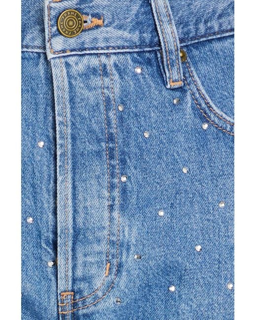 FRAME Women's Blue Crystal-embellished Cropped Straight-leg Jeans