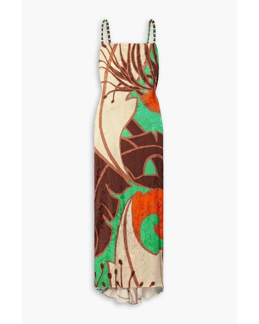 Johanna Ortiz White Hidden Paradise Embroidered Printed Jacquard Maxi Dress