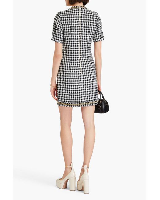 Rebecca Vallance Black Gabrielle Embellished Houndstooth Tweed Mini Dress