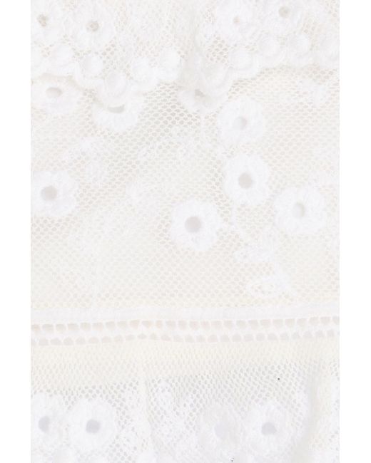 Isabel Marant White Cropped Ruffled Cotton And Silk-Blend Lace Top