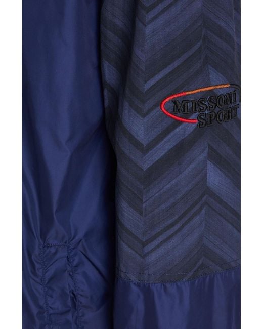Missoni Blue Printed Twill-paneled Shell Track Jacket for men