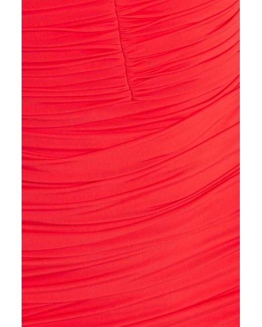 Alex Perry Red Hollis Ruched Jersey Mini Dress