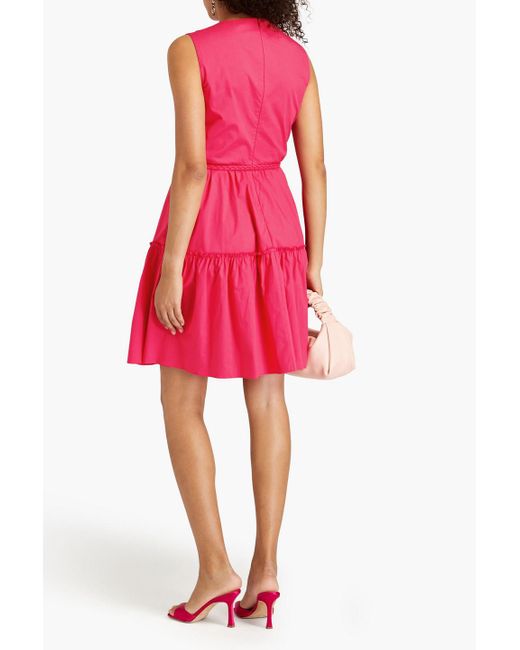 RED Valentino Pink Gathered Stretch-cotton Poplin Mini Dress