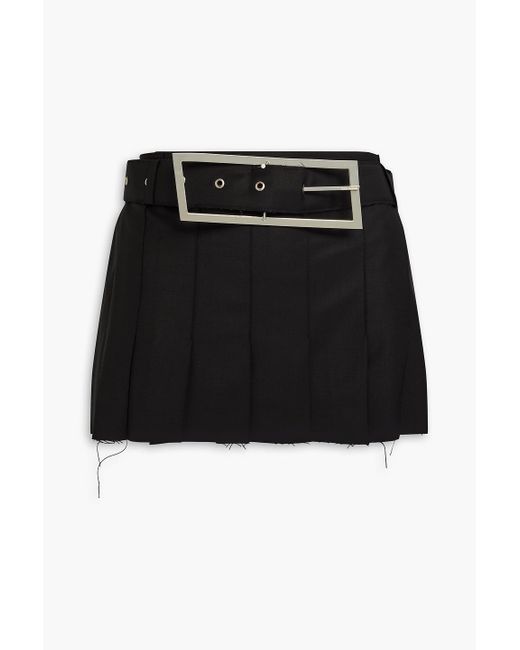 16Arlington Black Nimue Pleated Wool-blend Mini Skirt