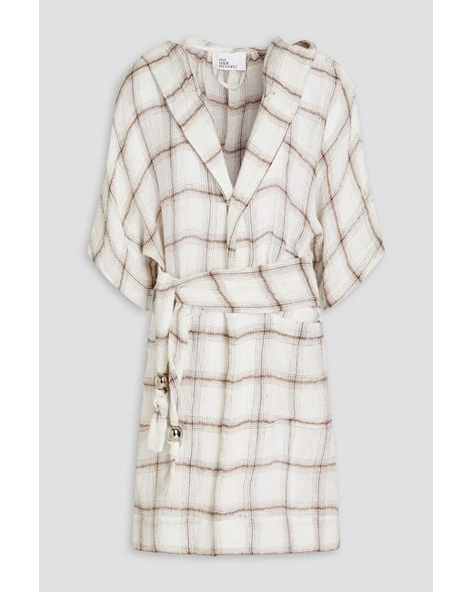 Lisa Marie Fernandez Natural Leichter tel aus gaze aus einer leinenmischung mit karomuster und kapuze