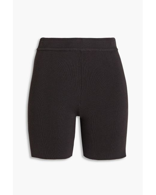Monrow Gray Ribbed-knit Shorts