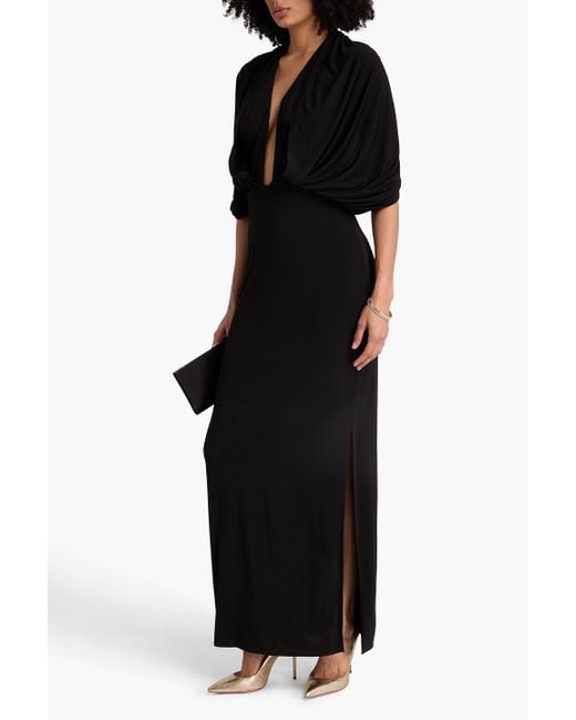 Magda Butrym Black Draped Jersey Maxi Dress