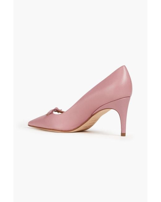 Sergio Rossi Pink Bow-detailed Cutout Leather Pumps