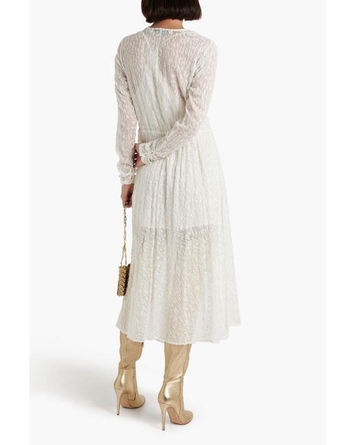 IRO White Lexa midikleid aus devoré-seidenchiffon mit wickeleffekt