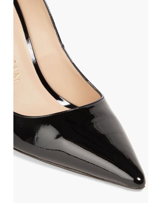 Stuart Weitzman Black Stuart 100 Scalloped Patent-leather Pumps