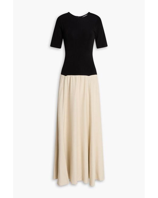 Esse Studios Black Tee Duo Two-Tone Slub Woven And Stretch-Knit Maxi Dress