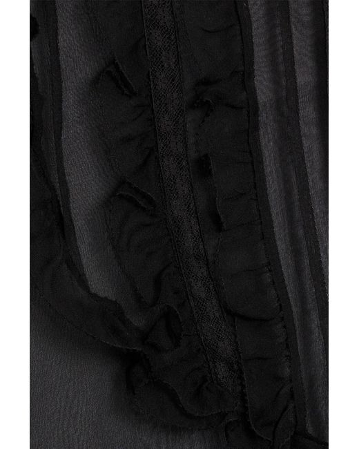 Valentino Garavani Black Bluse aus seidenchiffon mit rüschen